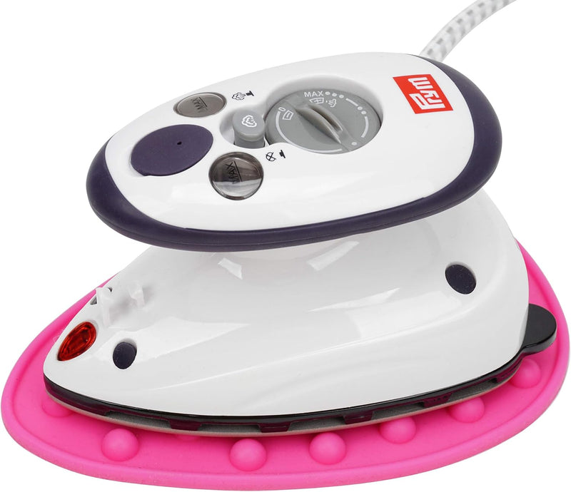 Prym Mini Dampf Bügeleisen Mit SEMPLIX Silikon Ablage Im Set (Pinky), Kleines Leichtes Dampf Bügelei