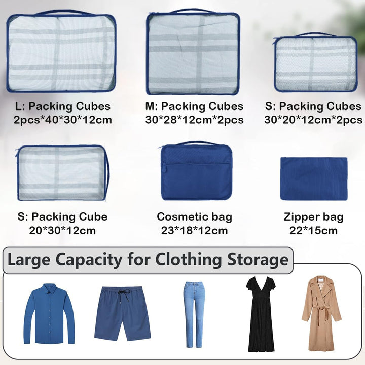 Grosse Koffer Organizer Set 12-teilig, Wasserdichte Packwürfel, Travel Organizer zum Gepäckpacken, F