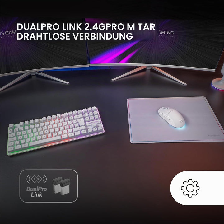 Mars Gaming MCPWTKL, Kabelloses Gaming-Combo, DualPro Link 2.4GPRO-Technologie, TKL FRGB Rainbow Tas