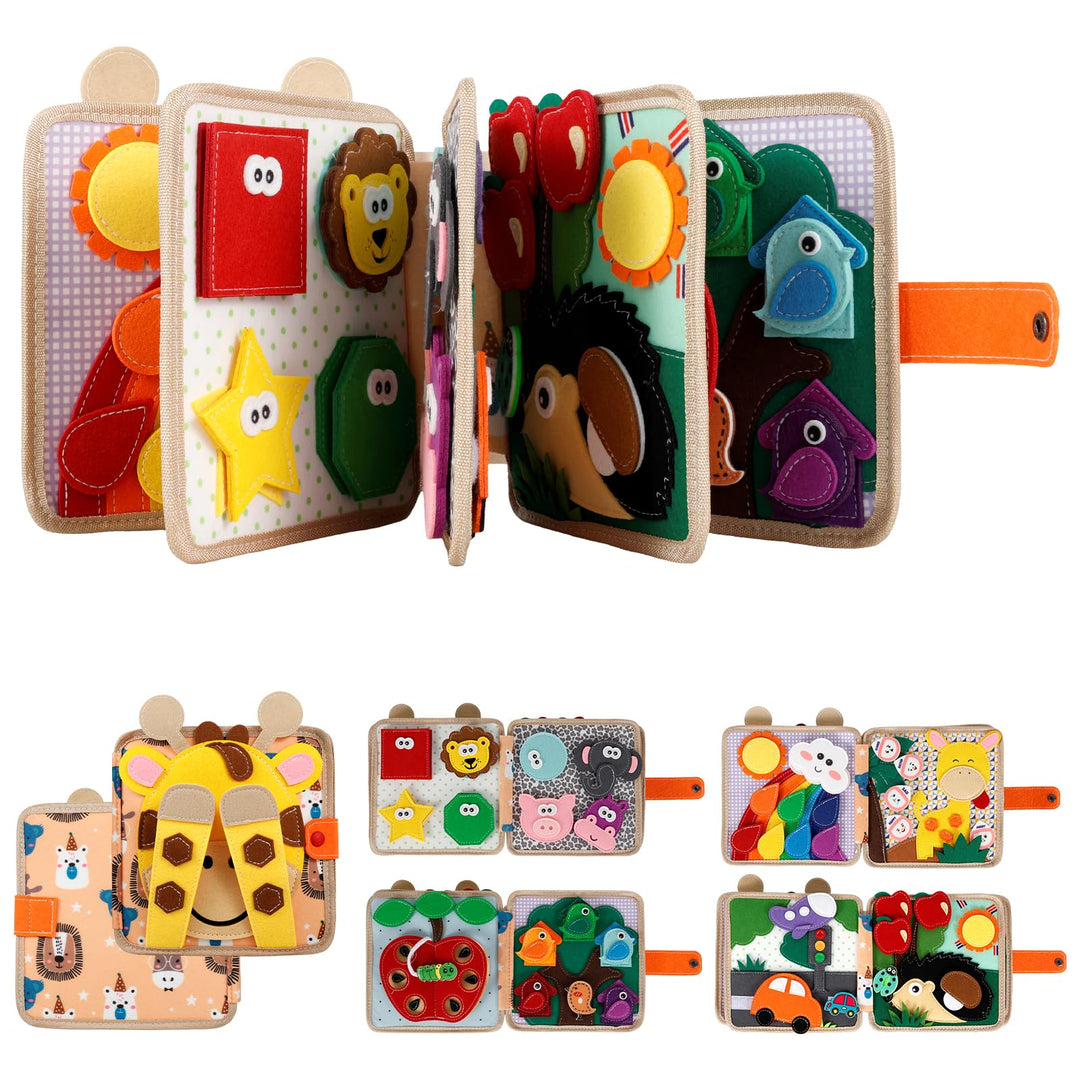 Spielzeug Busy Board Weicher Filz, 3D Filzbuch Montessori Babybücher aus Weichem Stoff Feinmotorik L