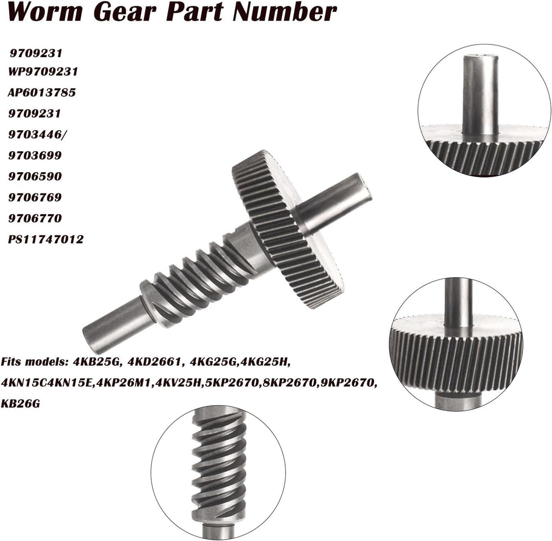 9709231 WP9709231 Schneckengetriebe & 9706529 W11086780 Getriebe-Set, kompatibel mit Whirlpool Stand