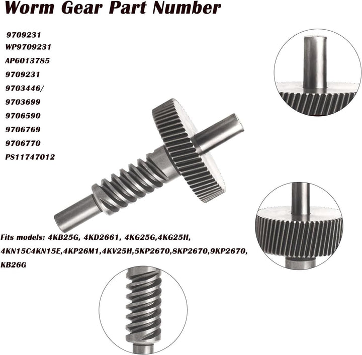 9709231 WP9709231 Schneckengetriebe & 9706529 W11086780 Getriebe-Set, kompatibel mit Whirlpool Stand