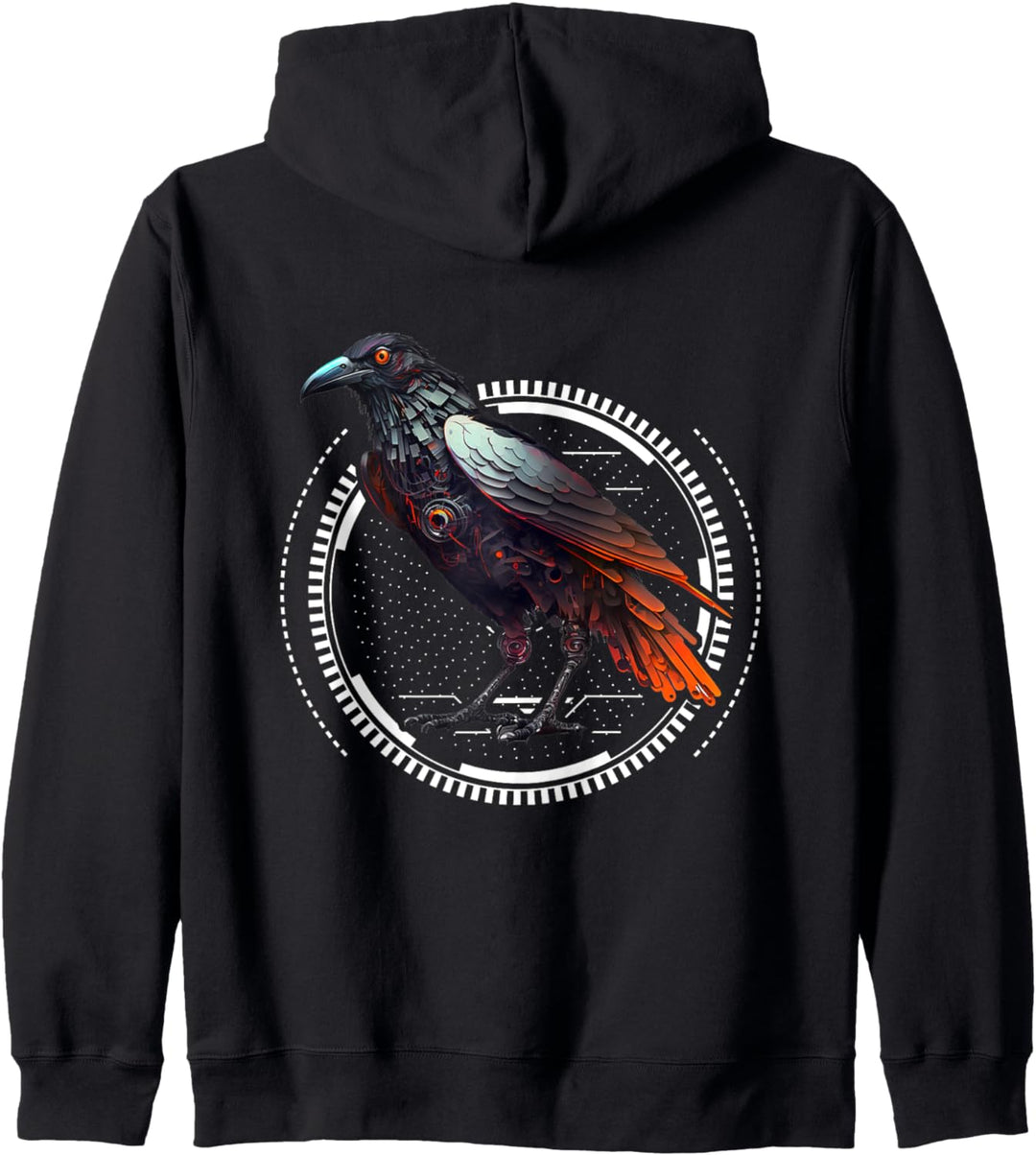 Roboter Raben Outfit Futuristischer Rabe Design Retro Vogel Kapuzenjacke