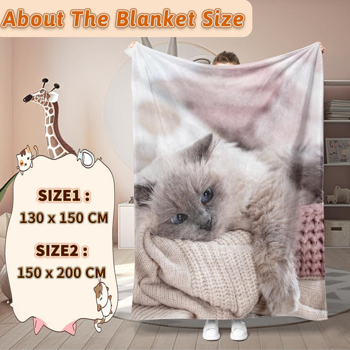 Katzemotiv Kuscheldecke für Kinder, Katzen Flanell Decke,Kinderdecke Katzemotiv Flauschige Plüsch De