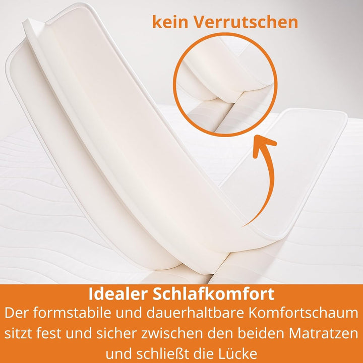 sleepling 191112 Doppelbettbrücke Liebesbrücke Ritzenfüller | Made in EU | für alle gängigen Matratz