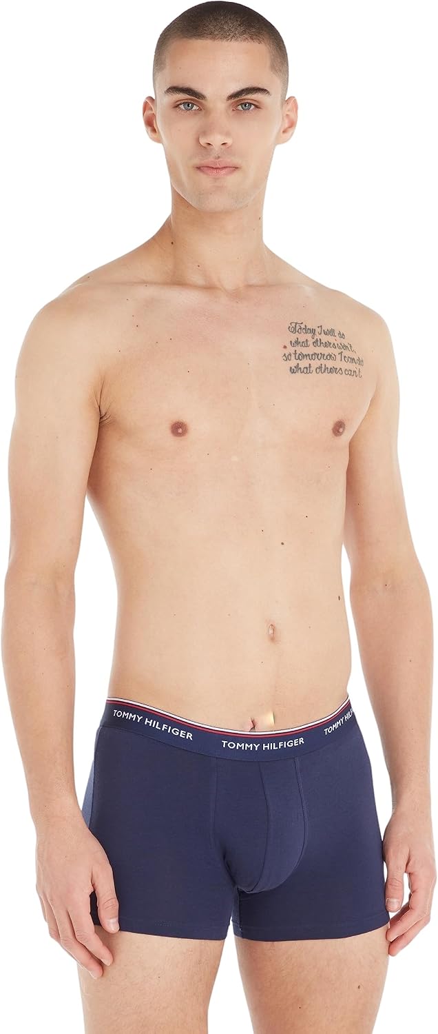 Tommy Hilfiger Herren 3er Pack Boxershorts Trunks Unterwäsche, Blau (Peacoat)