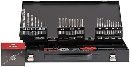 STIER Gewindeschneid Set HSSG, Gewindeschneidsatz, 45tlg, Metrisch M3-M12, Gewindebohrer & Schneidei