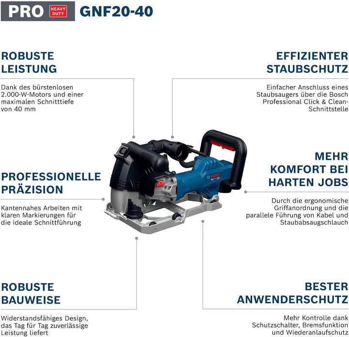 Bosch PRO Kabelgebundene Mauernutfräse GNF20-40 (inkl. 2x Diamanttrennscheibe 150mm, 1x L-BOXX)