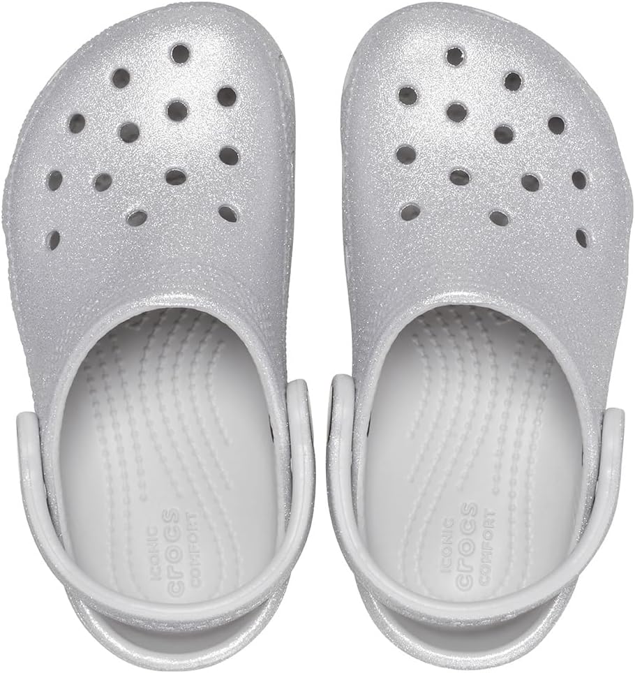 Crocs Unisex Kinder Classic Glitter Clog K 25/26 EU Silber Glitter, 25/26 EU Silber Glitter