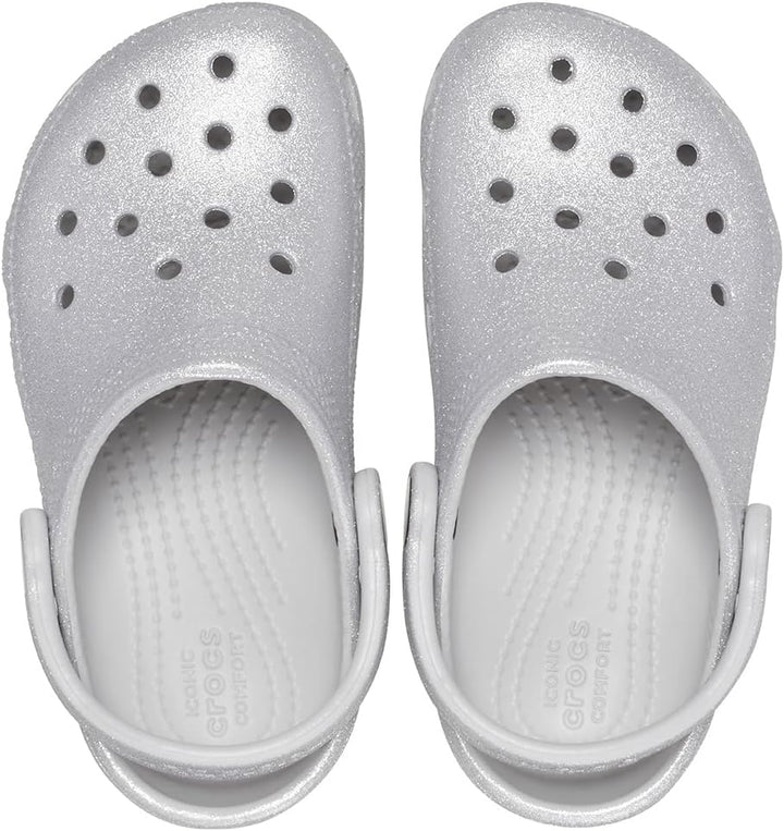 Crocs Unisex Kinder Classic Glitter Clog K 25/26 EU Silber Glitter, 25/26 EU Silber Glitter