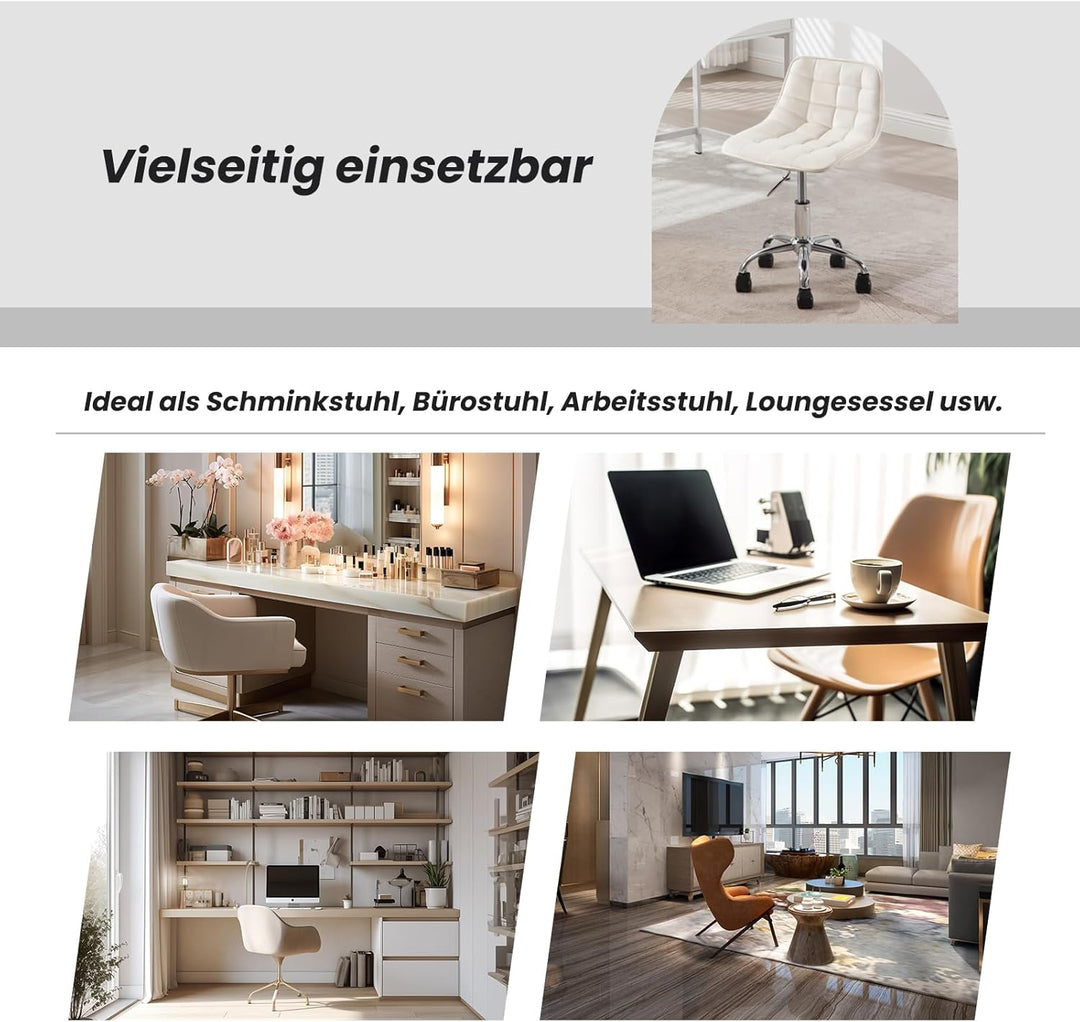 WOLTU Schreibtischstuhl Kinder, Schminkstuhl Sitzhocker Rollhocker Arbeitshocker, 360° drehbar höhen
