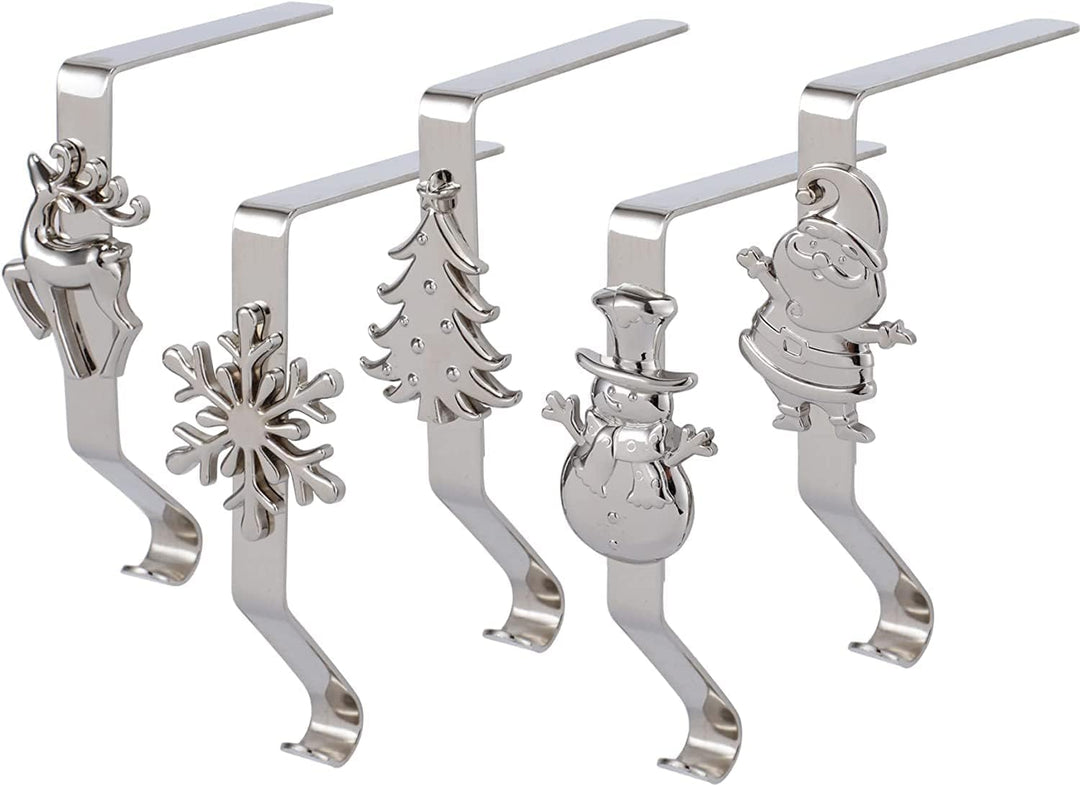 KAHEIGN 5Pcs Weihnachtsstrumpf Halter Metall Kamin Haken - Weihnachtsstrumpf Aufhänger Haken für Wei