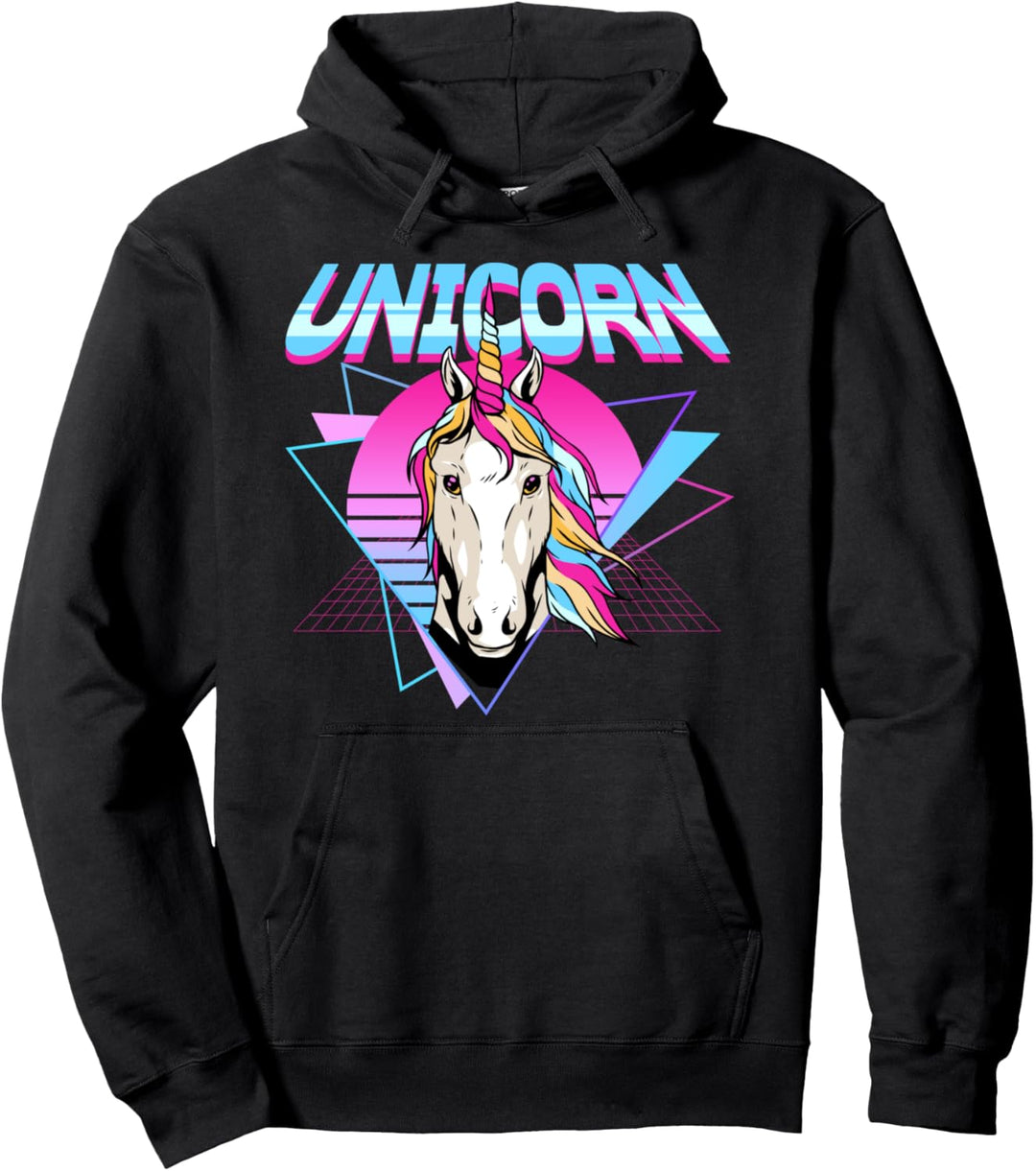 Einhorn Retro 80s Aesthetic Vaporwave Synthwave Pullover Hoodie