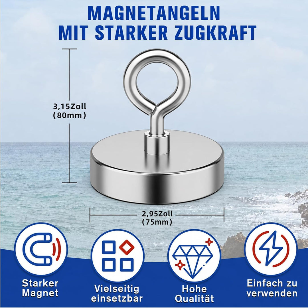 FINDMAG Superstarke Neodym-Angelmagnete, 700 Pfund (317 kg) Zugkraft, Seltenerdmagnet mit versenktem