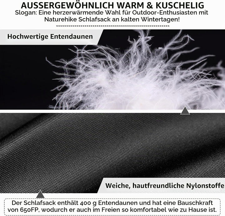 Naturehike CW-Serie RDS Daunenschlafsack,Ultraleichte Tragbare Kompackte Daunen Schlafsack 4 Jahresz