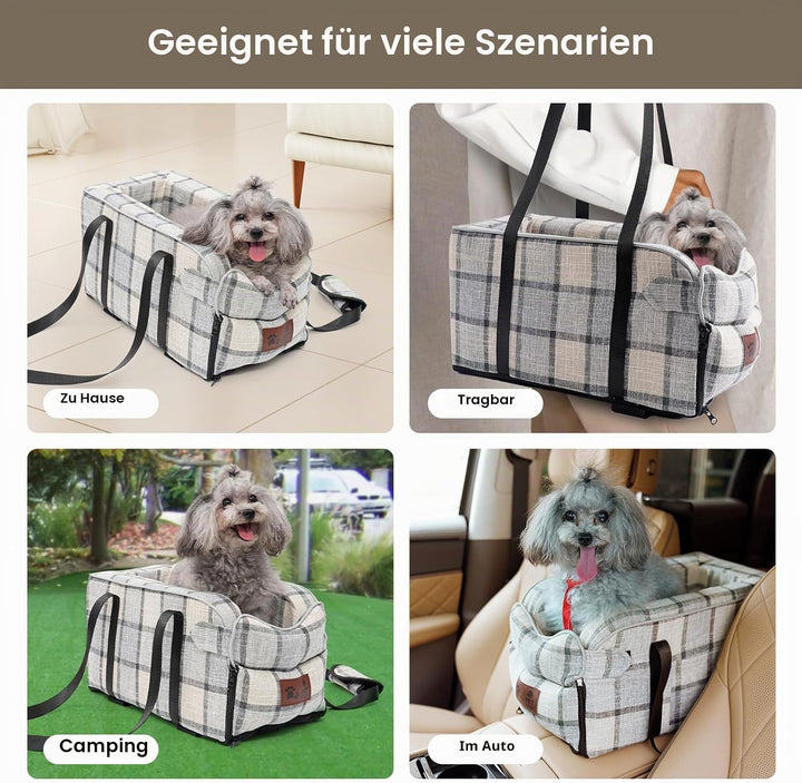 Hunde autositz,Mittelkonsole für Hunde Katzen,kleine Stabiler hundeautositz mit Gurt,Abnehmbarer Was