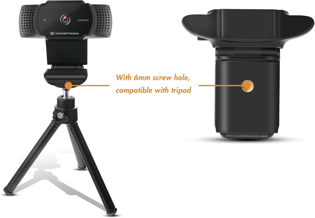 Conceptronic Webcam AMDIS 2k Super HD Webcam+Microphone sw 2K Super HD AMDIS02B, 2K Super HD AMDIS02
