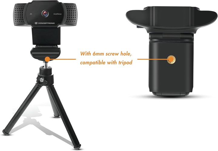Conceptronic Webcam AMDIS 2k Super HD Webcam+Microphone sw 2K Super HD AMDIS02B, 2K Super HD AMDIS02