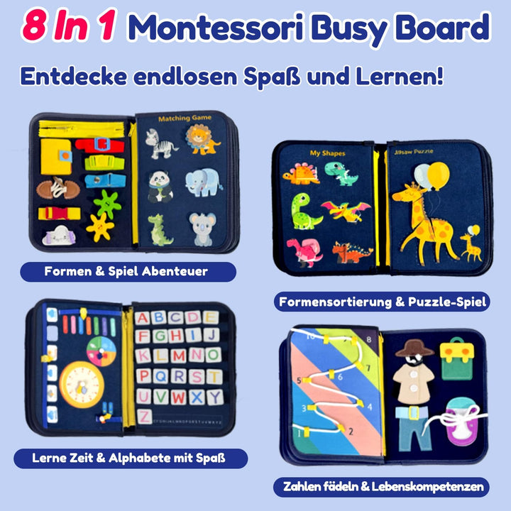 Qizfun Busy Board Montessori Spielzeug ab 1 2 3 4 Jahre – Kleinkinder Activity Board Motorikspielzeu