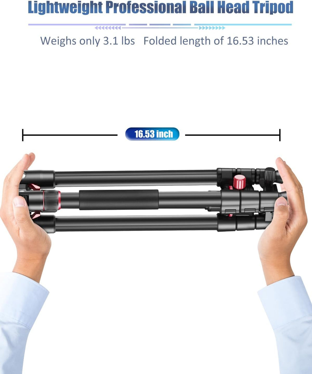 CAMBOFOTO 173cm Professionelles Kamera-Stativ, Tragbares Stativ 173 cm/Einbein 180 cm mit 360-Grad-K