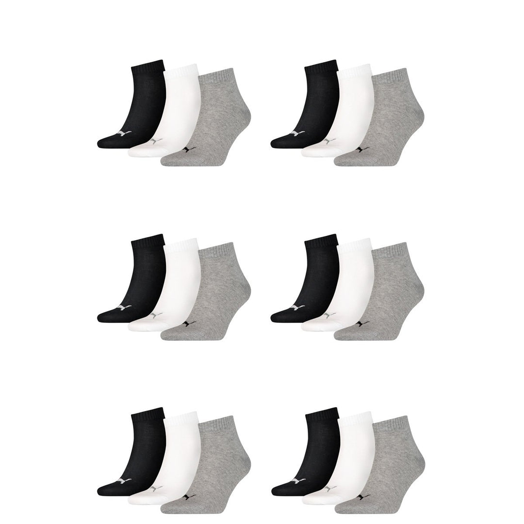 PUMA Unisex Quarters Socken Sportsocken 18 er Pack (grey/white/black, 43-46)