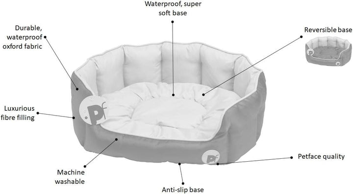 Petface Oxford - Hundebett, oval, rot, M rot M, rot M