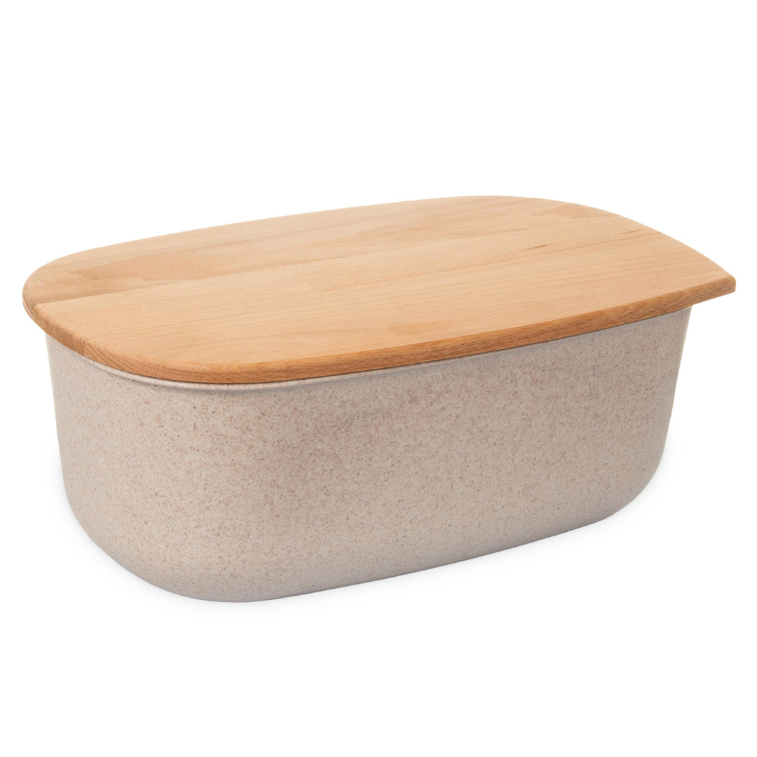 Brotkasten mit Holzdeckel, Brotaufbewahrungsbox In Naturbeige, 37,5x23,5x15,5 cm, Perfekt Für Frisch