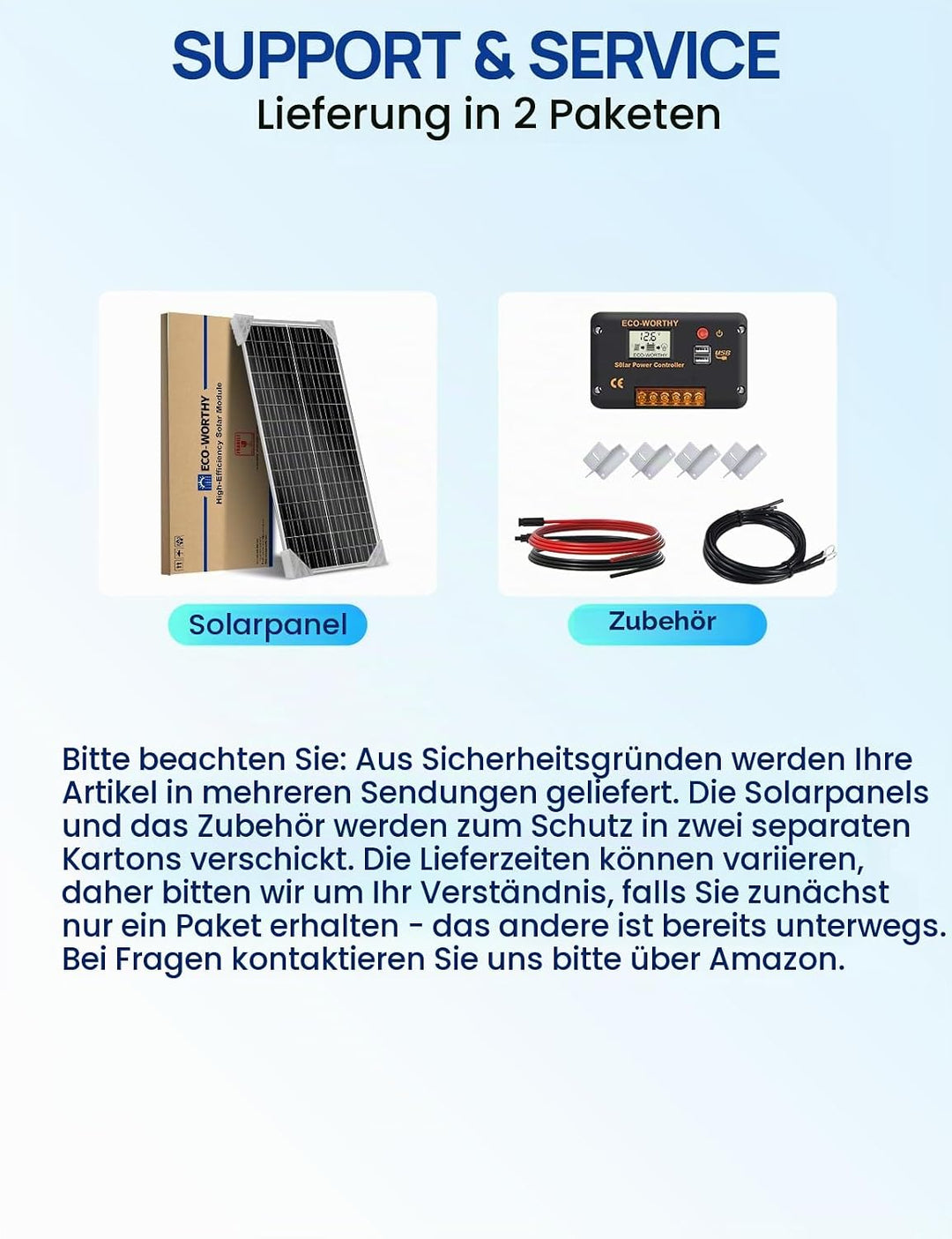 ECO-WORTHY Solarmodul-Kit 100W 12V, 100W Solarmodule 18BB N-Typ, Wirkungsgrad 25% mit 30A Laderegler