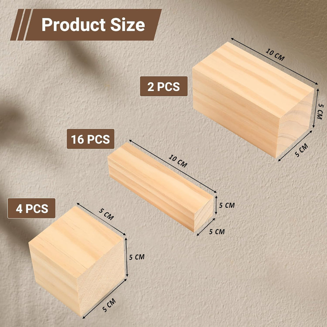 Schnitzholz Linde, 22er Pack Holzblöcke, 3 Grössen Lindenholz zum Schnitzen, Lindenholz-Schnitzblöck