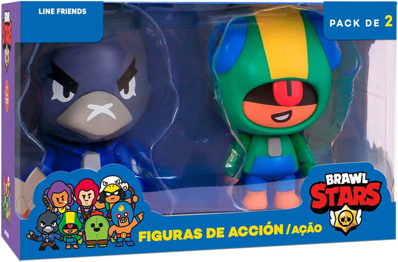 Bizak Brawl Stars Actionfigur, 2 in Box, Crow Leon, Multiplayer-Spiel Figuren, beweglich, 11 cm (641