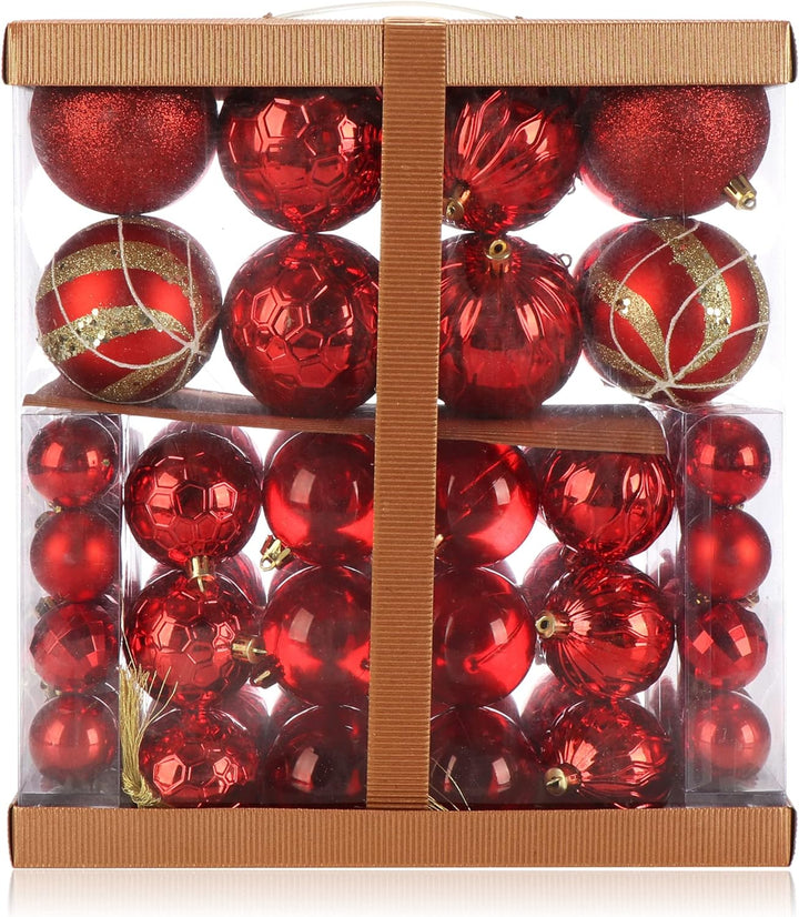 com-four® 72x Weihnachtskugeln, Christbaumkugeln bruchsicher aus Kunststoff für Weihnachten, Baumsch