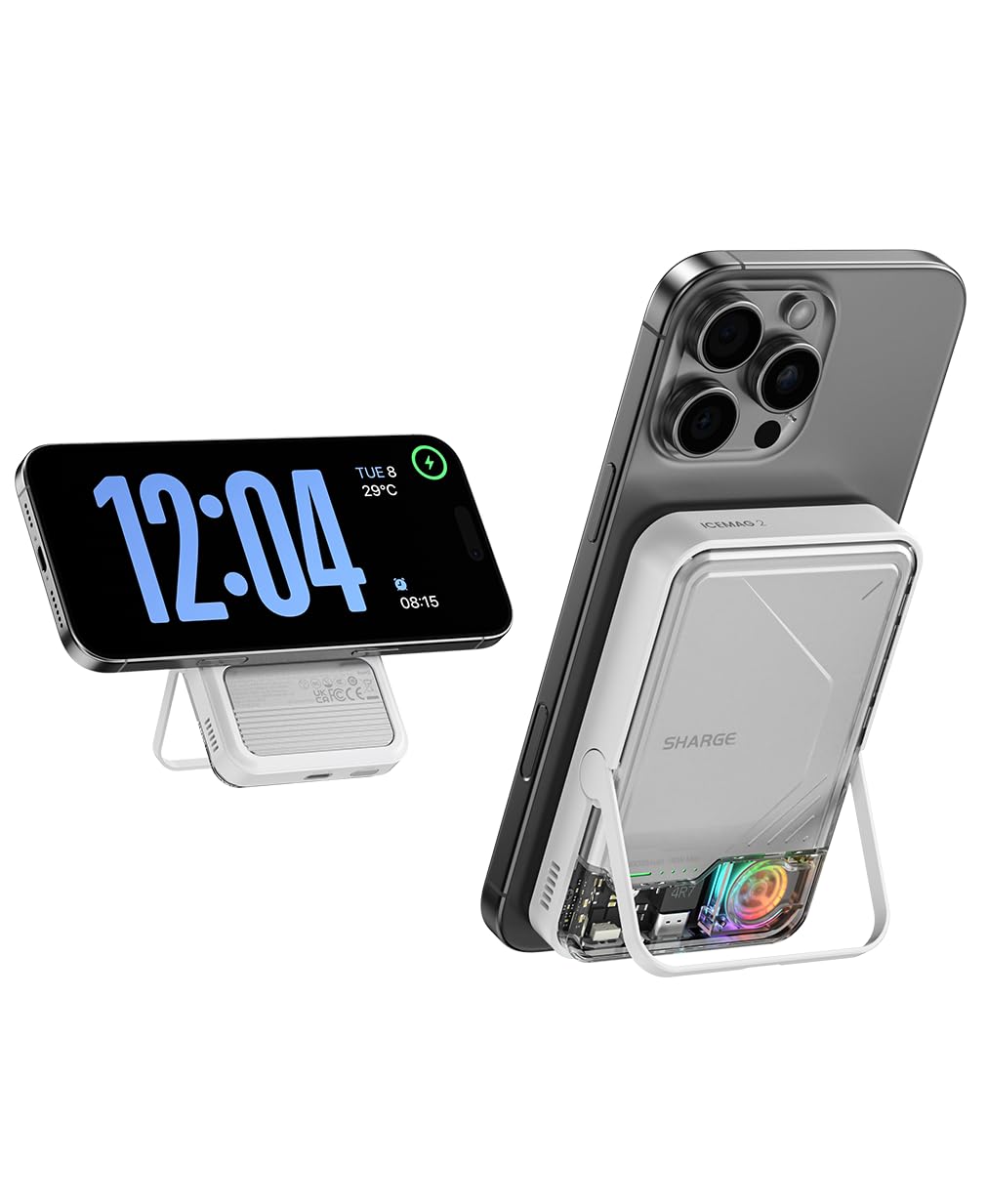 sharge ICEMAG 2 MagSafe Powerbank 10000mAh, Qi2 15W Magnetisches Tragbares Ladegerät mit Aktiver Küh