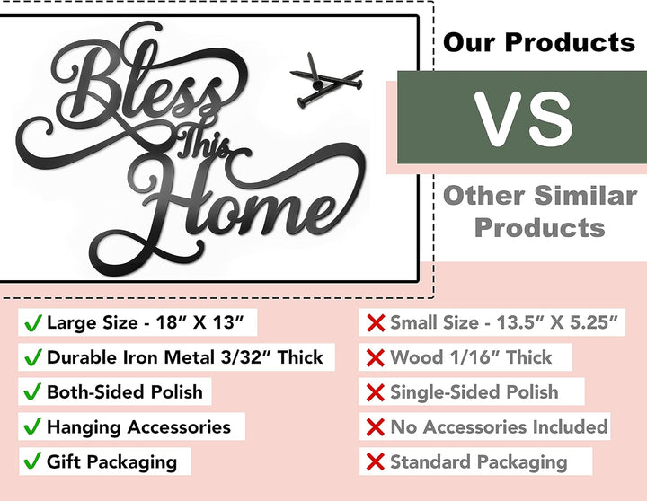 Vivegate Bless This Home Wanddekoration Schwarze Metallkunst – 45,7 x 33 cm Bless This Home Metall W