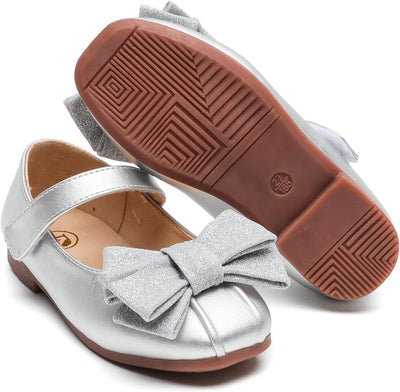 DADAWEN Klein Mädchen Mary Jane Ballerinas Prinzessin Taufschuhe 22 EU Silber, 22 EU Silber