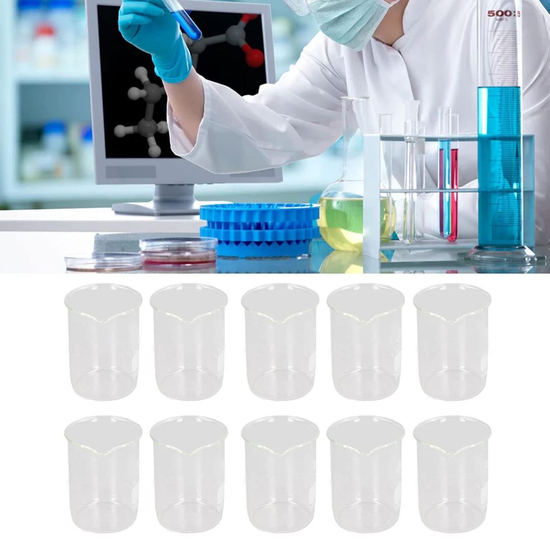 10 Stück Boro silikat glas becher Set, 10/25/50/150/250ml Graduierten-Labor-Messbecher mit Auslass,