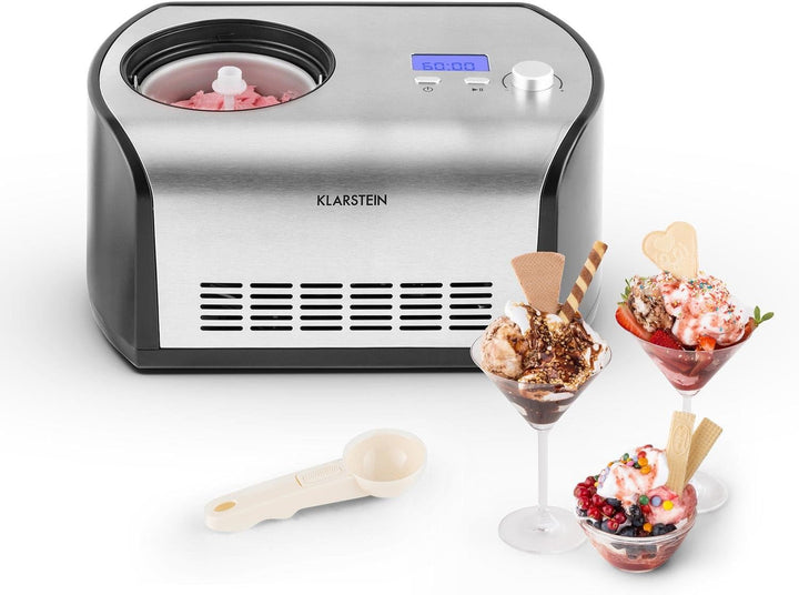Klarstein Snowberry & Choc - Eismaschine, Speiseeismaschine, Eisbereiter, 135 Watt, 1,2 Liter Fassun