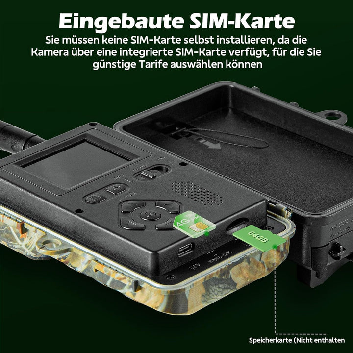 VOOPEAK 4G LTE Wildkamera mit SIM Karte, Wildtierkamera mit Handyübertragung App, 32MP 1080P Jagdkam