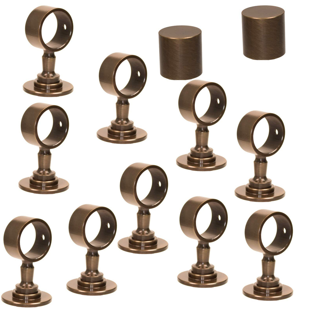 2 Endkappen und 10 Seilträger "bronziert" für 30mm Handlaufseil 2 Endkappen & 10 Seilträger, 2 Endka
