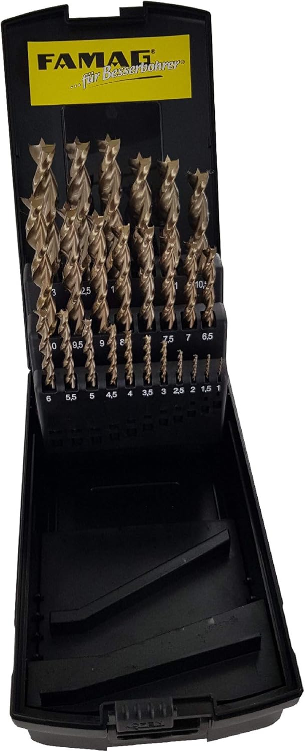 FAMAG Holzspiralbohrersatz 25-teilig D=1-13mm (steigend um 0,5mm) in Rose-Box Satz 25tlg. D=1-13mm,