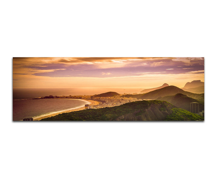 Paul Sinus Art Panoramabild auf Leinwand und Keilrahmen 150x50cm Rio De Janeiro Copacabana Strand Be