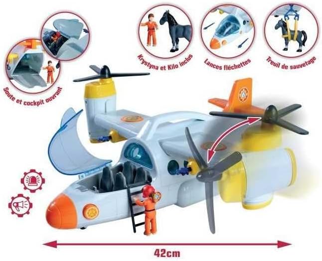 Simba Feuerwehrmann Rettungsflugzeug Sam 109252615038 +3 Jahre 42 cm mit Werferfunktion mit Licht un