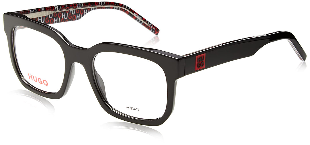 HUGO Unisex Sunglasses 53 Black Pattern Black, 53 Black Pattern Black
