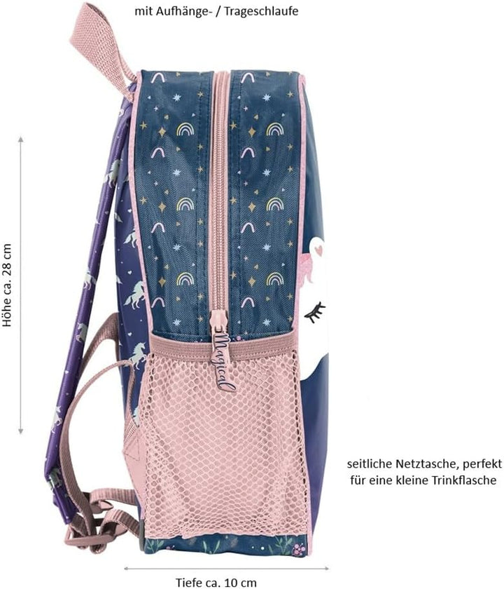 Unicorn Einhorn Kindergarten-Rucksack Set 4tlg. mit Brotdose, Trinkflasche und Turnbeutel Be