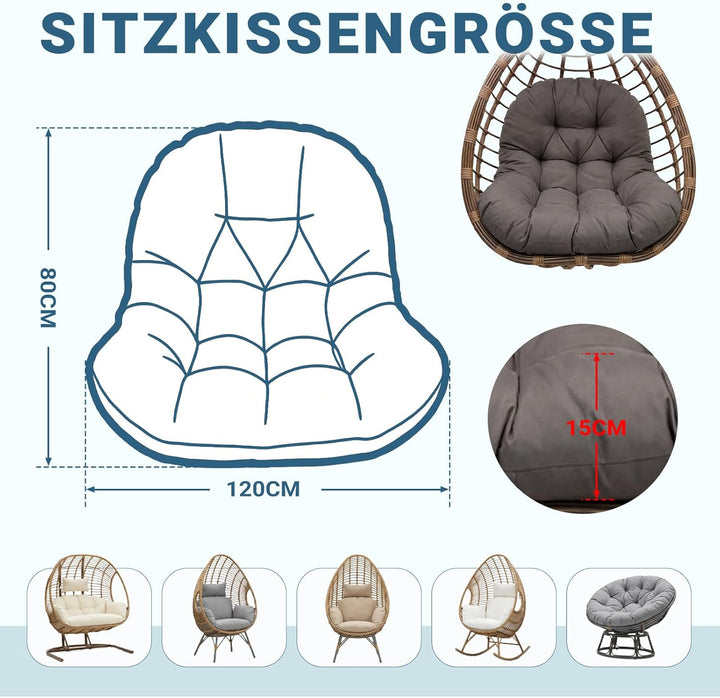 Hängesessel Kissen Ersatzkissen Outdoor: Thick Soft Polyester Sitzkissen 80x120 cm Egg Swing Cushion