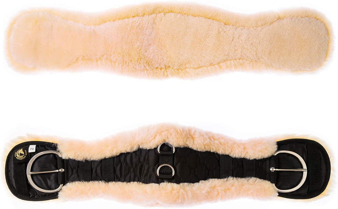 Merauno® Lammwolle Western Konturgurt Sattelgurt, aus Qualitäts Merino Lammwolle, spezielle anatomis