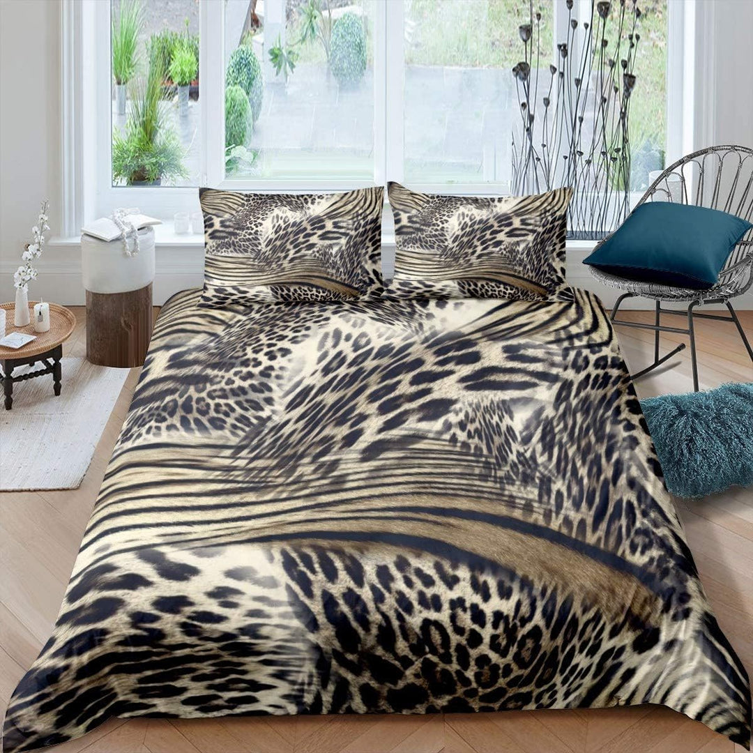 Loussiesd Leopard Muster Bettbezug Tierdruck Gepard König Bettwäsche Set für Kinder Mann und Frau Lu