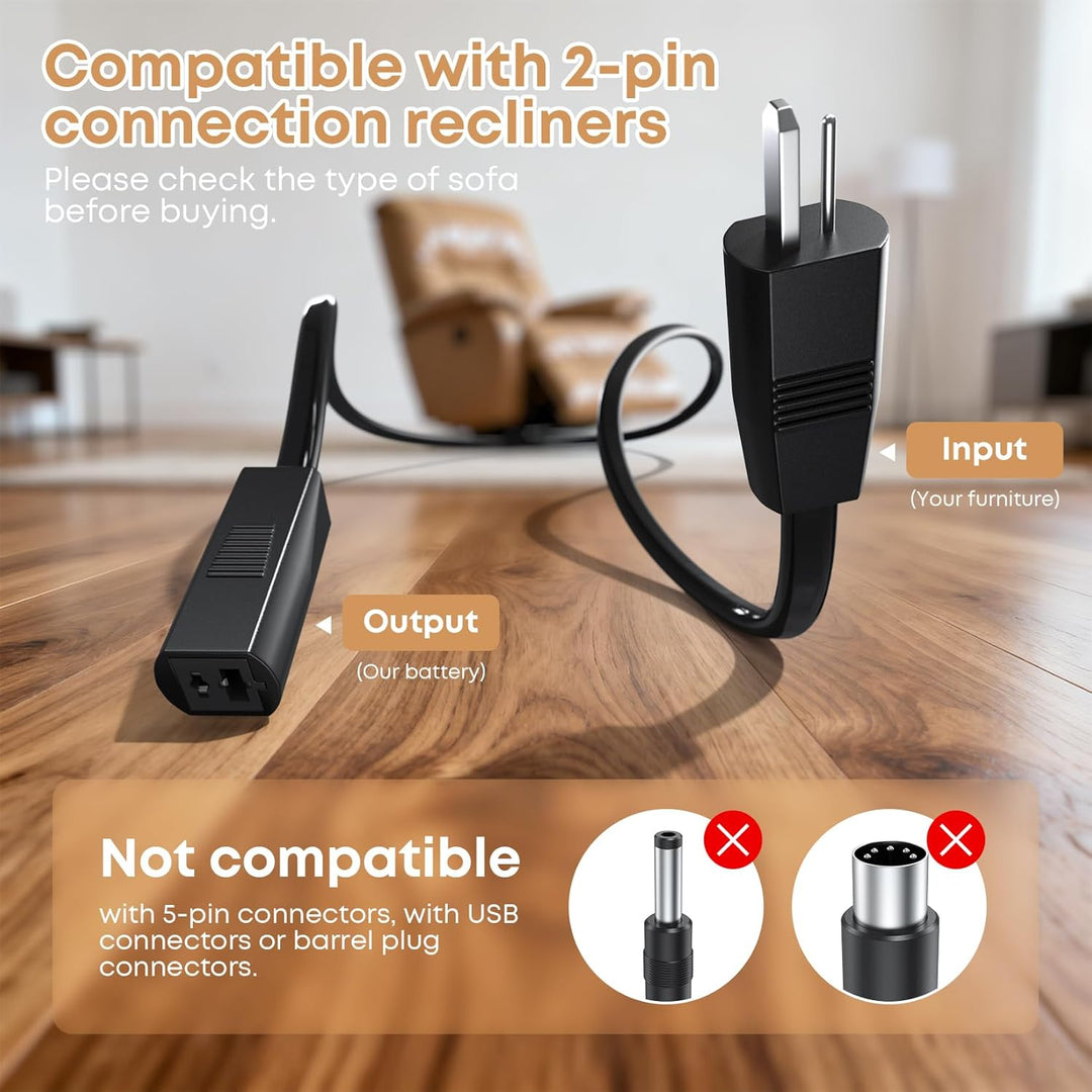 Battery Pack for Reclining Furniture 2500mAh Universal Wireless Recliner Battery Pack Charger for El