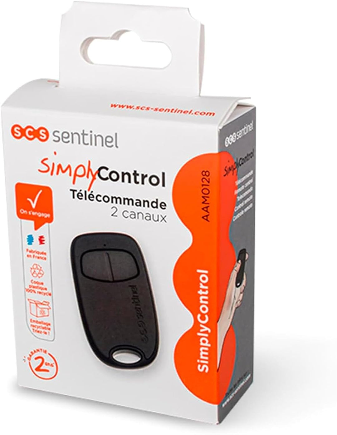 SCS Sentinel SimplyControl 2-Kanal-Fernbedienung – Rolling Code, erhöhte Sicherheit – 40 m Reichweit