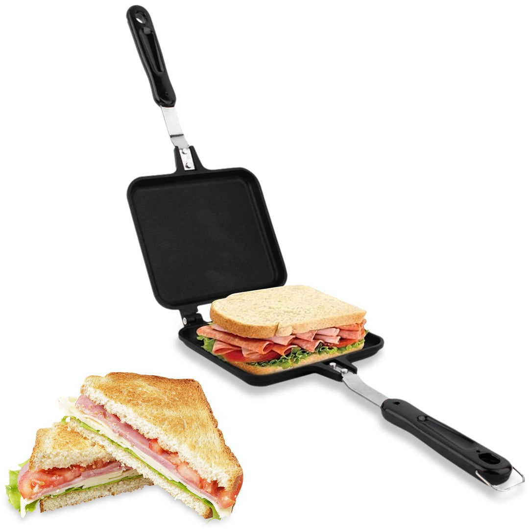 Toasted Sandwich Maker, Aluminium Doppelseitige Sandwich Flip Pan Tortilla Panini Presse für Herd, G