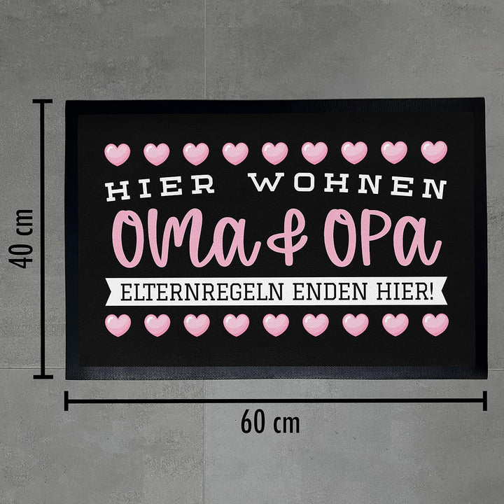 Trendation - Oma Und Opa Fussmatte Geschenk Hier Enden Elternregeln Grosseltern Schmutzfangmatte 60x